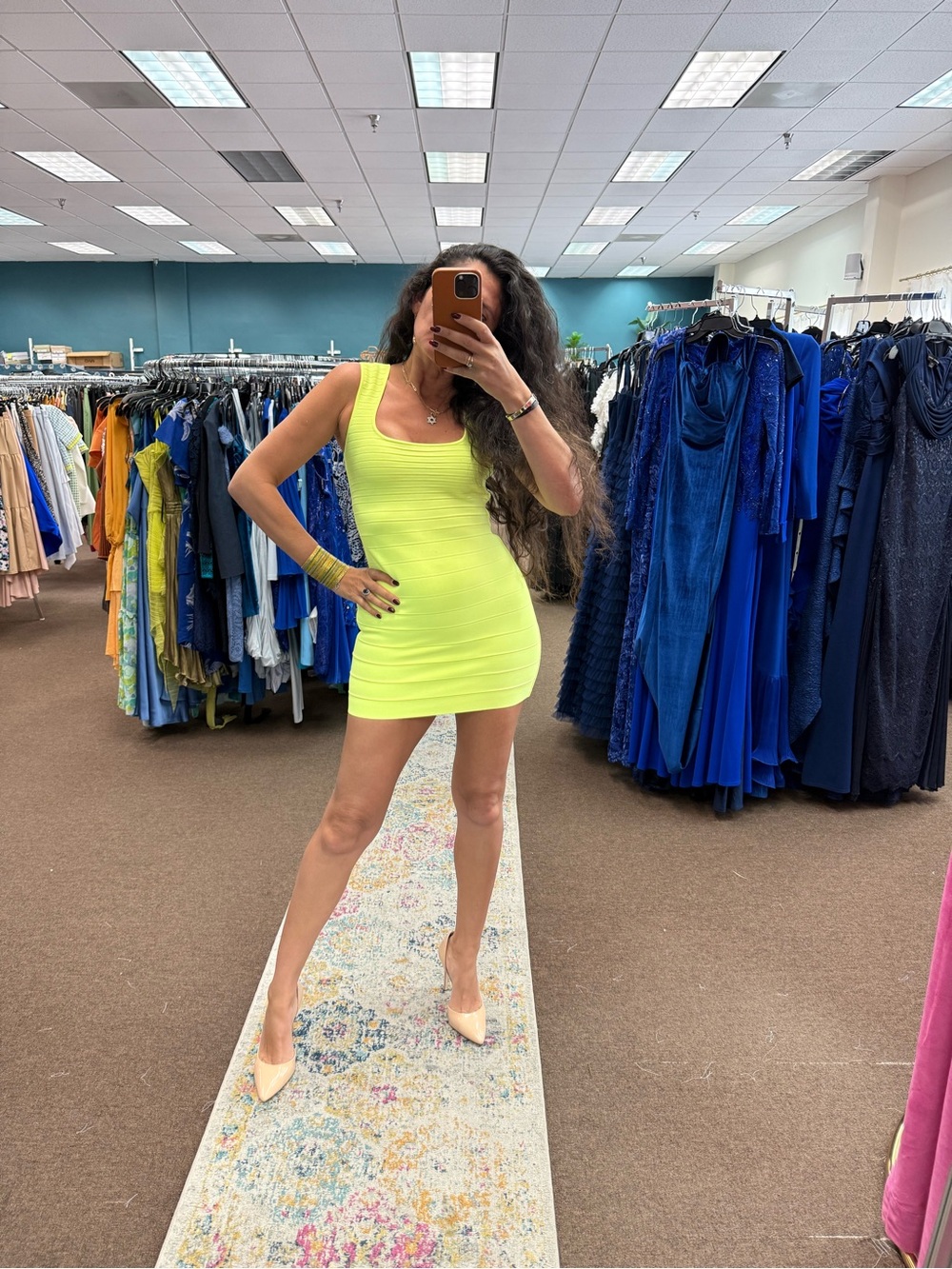 Herve Leger Neon Yellow Bandage Bodycon Mini Dress NWT